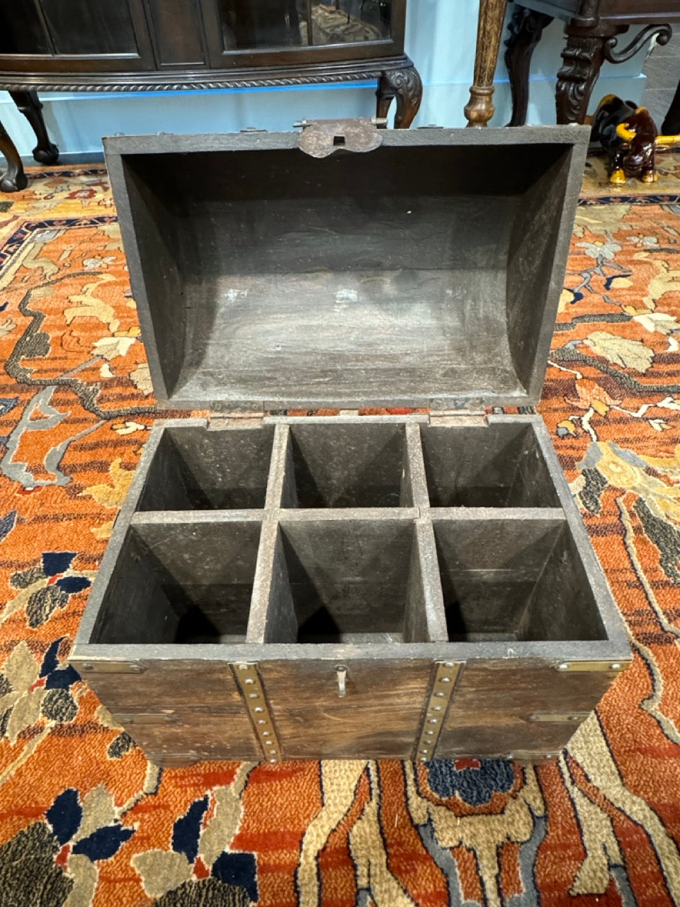 Vintage Handcrafted Oak Treasure Chest Box